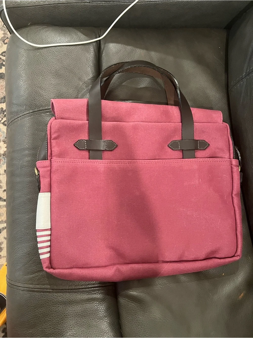 Long Wharf Canvas Tote with Dark Brown Leather Handles